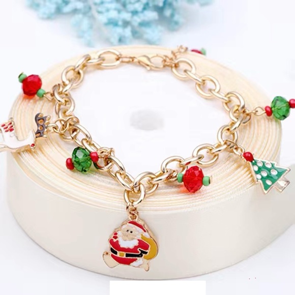 Christmas Gold Tone Charm Bracelet - Picture 1 of 4